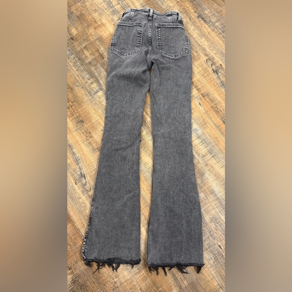 We The Free Black Flare Jeans Raw Hem High Rise Boho Retro Size 24 - Picture 7 of 7